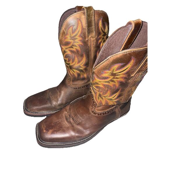 Justin Men’s Pull-On Driller Soft Toe Western Work Boots Brown Size 9EE SRA - Picture 1 of 6